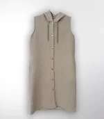 Kapitone Düğmeli Kapşonlu Yelek