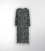 Bürümcek Desenli Düz Siyah Elbise - Görsel 6