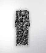 Bürümcek Desenli Düz Siyah Elbise - Görsel 7