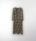 Bürümcek Desenli Düz Siyah Elbise - Görsel 8